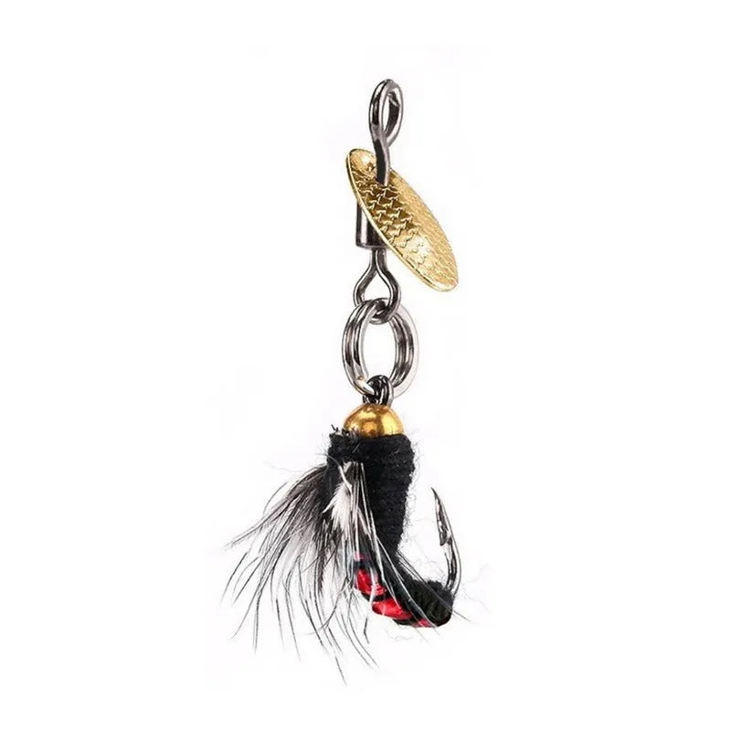 Bionic poisonous mosquito hook 5 pieces fishing set with multicolor spinning sequins and feather dressing