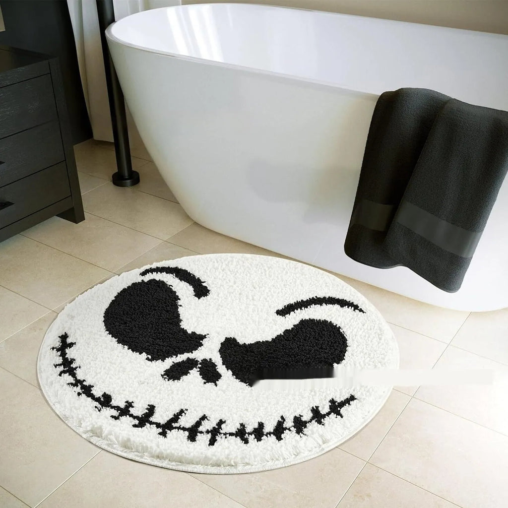 Christmas round carpet with festive printed design, available in 60cm and 80cm sizes