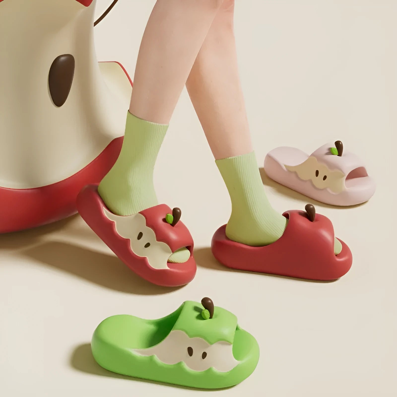 Cute fruit cartoon EVA flip flop slippers for couples unisex indoor homewear