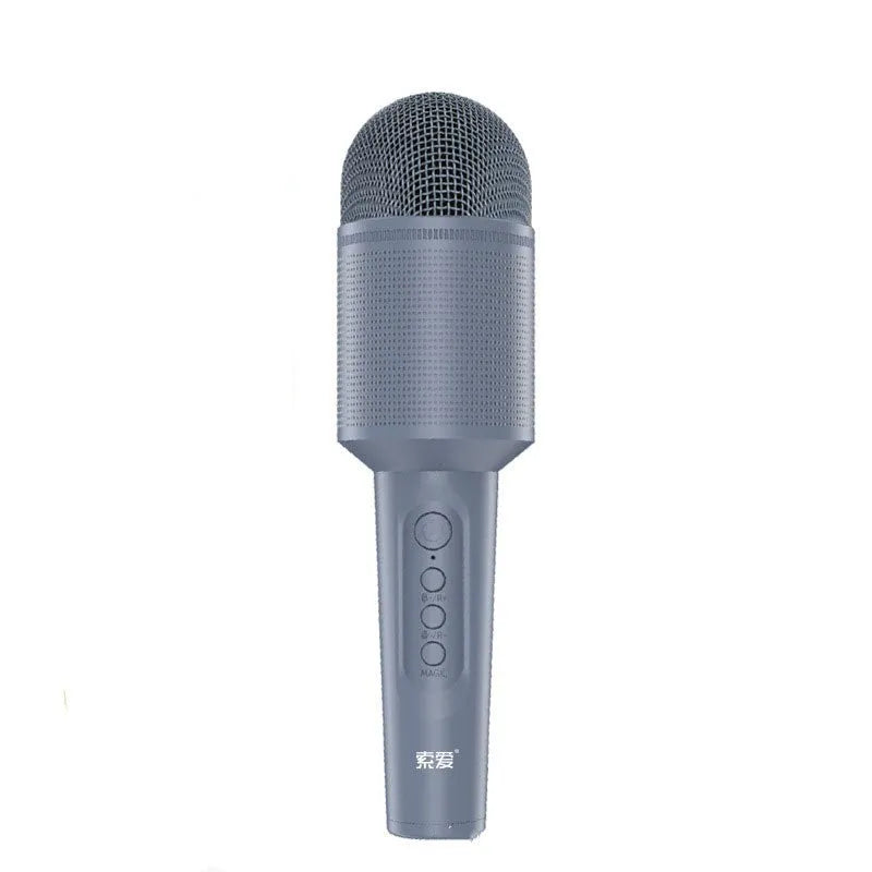 Wireless Bluetooth karaoke microphone in pink, blue, or green colour on a plain background.