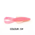 PVC soft bait fishing lure showing colour variations and two size formats: 8cm and 12cm lengths
