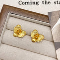 Copper retro flower earrings with petal design in gold or silver electroplated finish