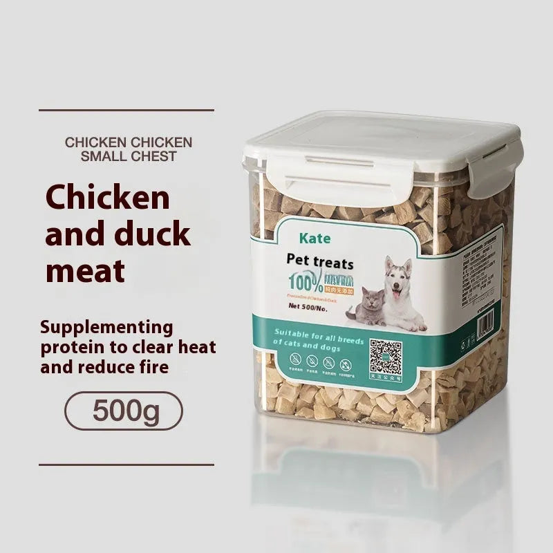 500g bag and barrel of freeze-dried high-grade chicken nuggets for cats without shreds