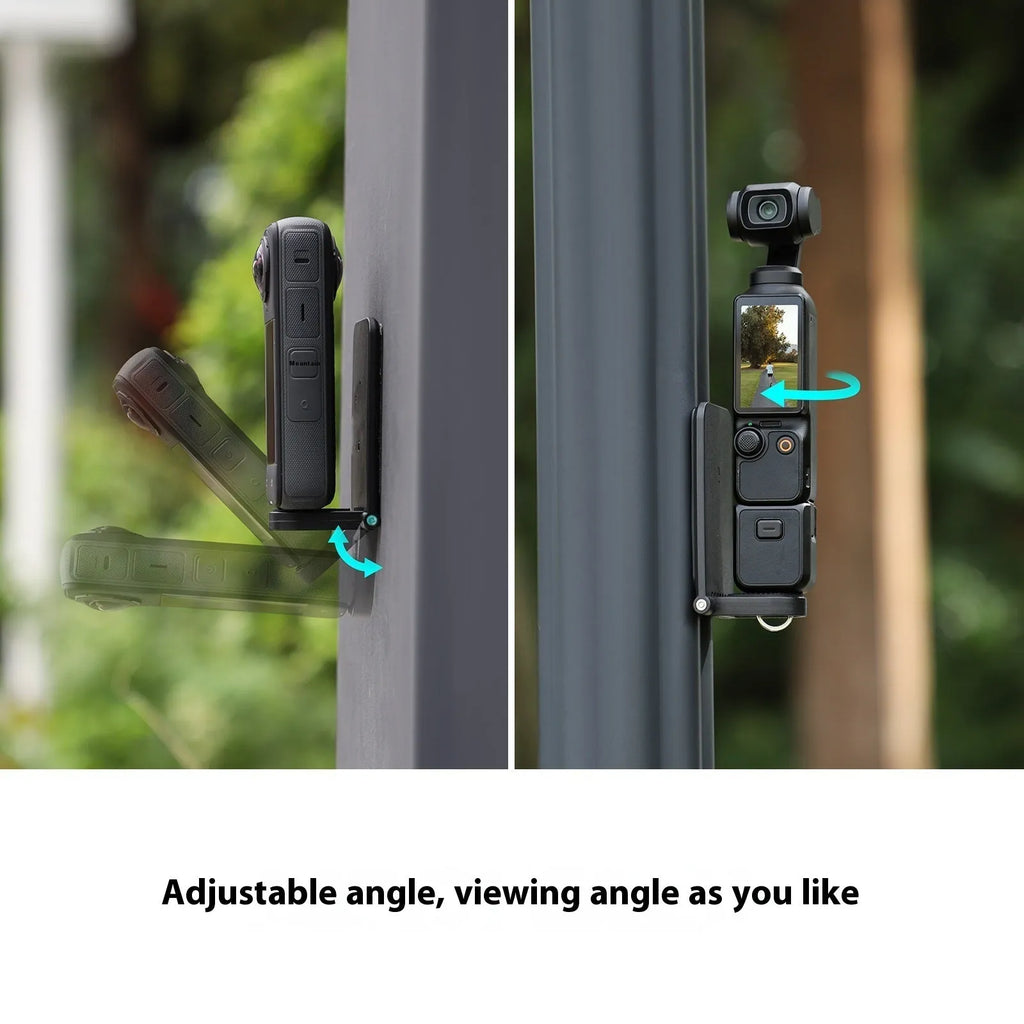 Magnetic bracket base handle for Insta360 X4 camera, black plastic silicone construction, angle-adjustable desktop camera accessory