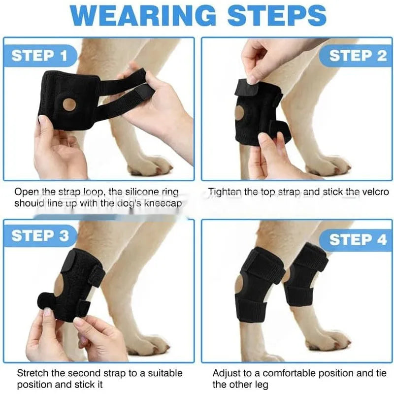 Black polyester dog leg guard for joint protection and ACL recovery in three sizes