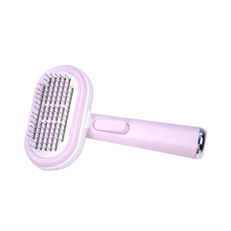 Pet hair removal steel needle comb brush in blue and pink for dogs and cats