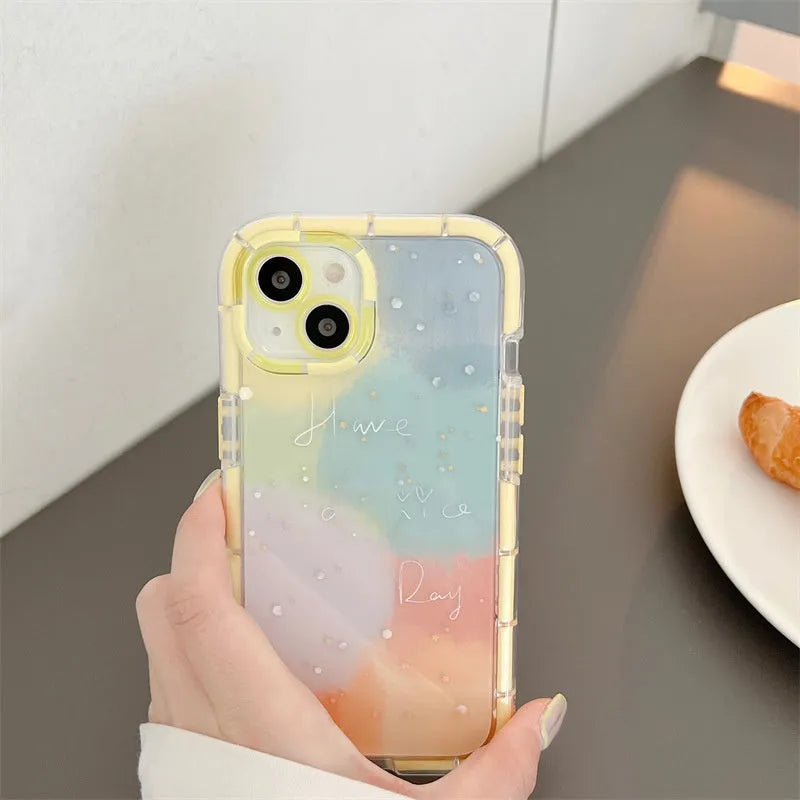 Minimalist contrast colour TPU phone case with yellow edge for iPhone 14