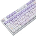 PBT gradient purple custom keycap set with rabbit design for mechanical keyboards.