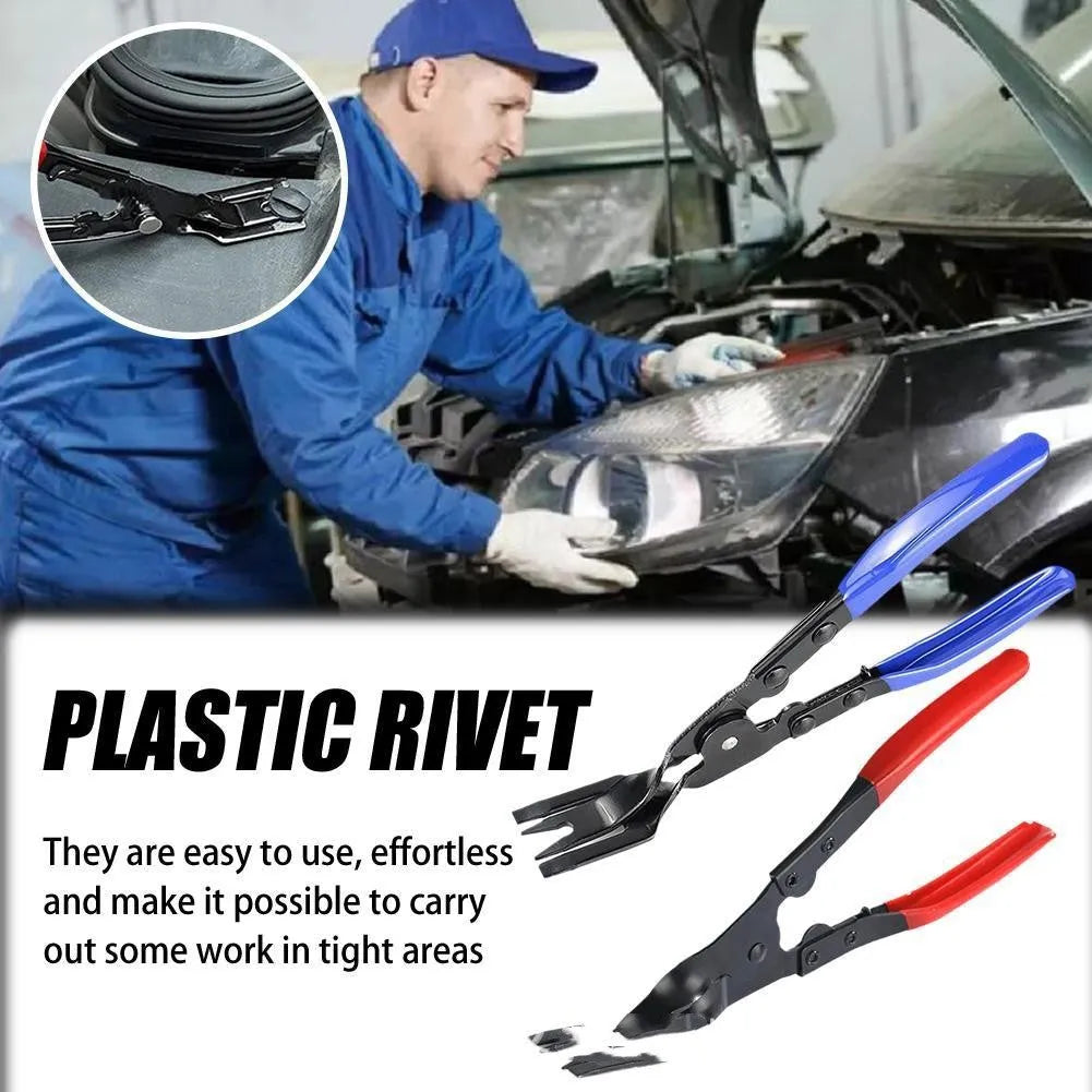 Blue forged steel car panel removal pliers tool measuring 235mm in length.