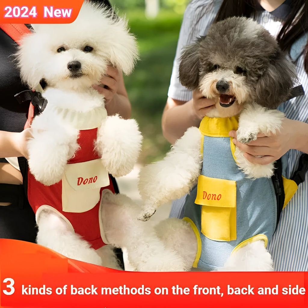 Colourful pet carrier front sling bag with cross shoulder strap for small dogs and cats