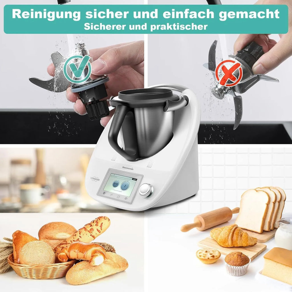 Thermomix replacement dough knife with stainless steel and ceramic construction for TM5 and TM6 models