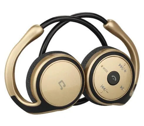 Stereo wireless Bluetooth headset in Black, Gold, and White colours with TF card and FM radio support