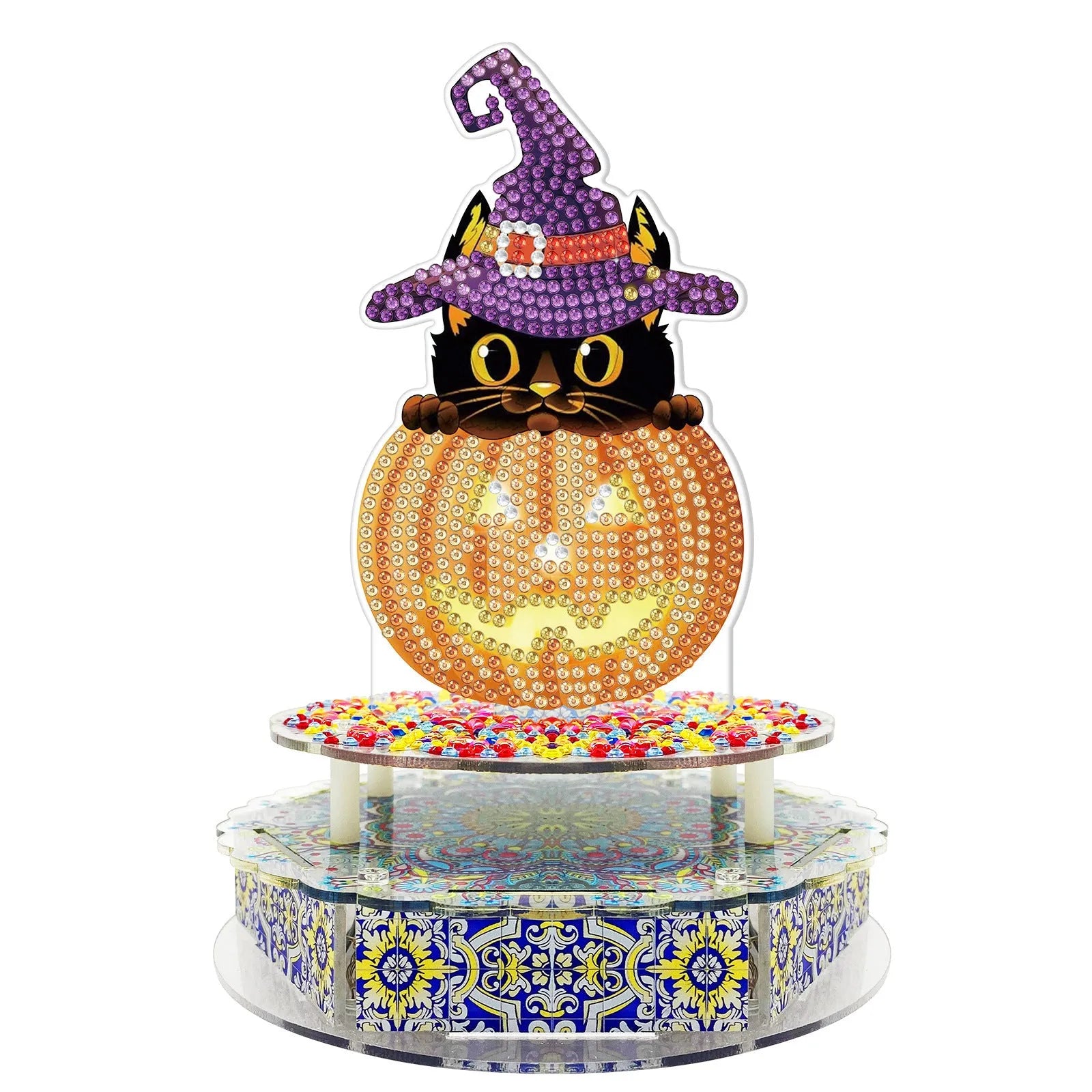 Handmade point diamond painting music box decoration kit with light string and accessories in YYH01 colour