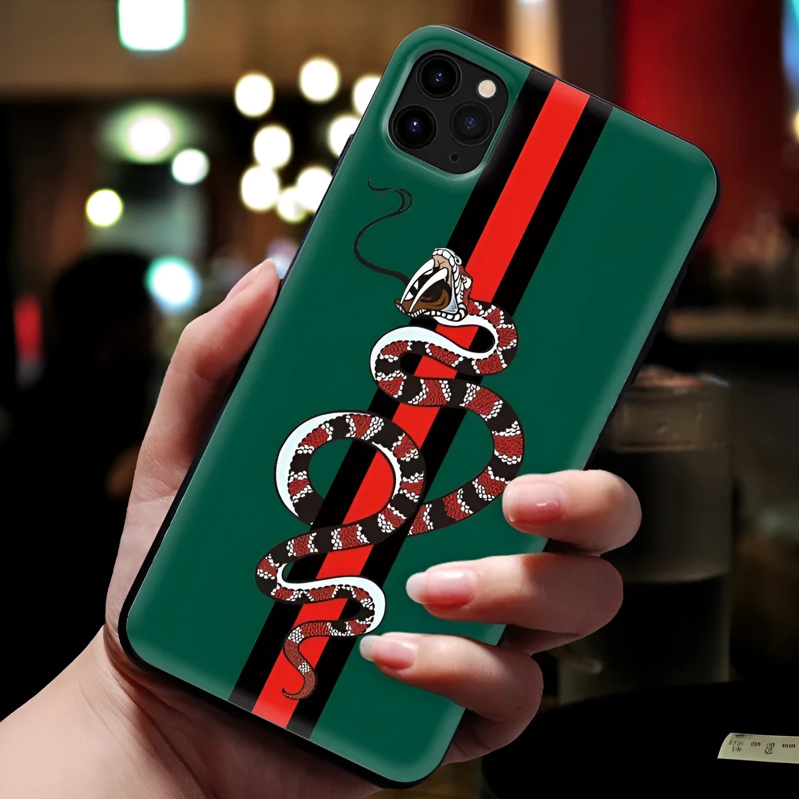 Frosted Mobile Phone Case Soft Silicone UV Painting Cartoon Snake Design Compatible with iPhone 6/6s to 13 Pro Max Black Back Cover TPU