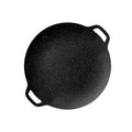 Round iron barbecue plate with non-stick surface, 24cm to 38cm size range