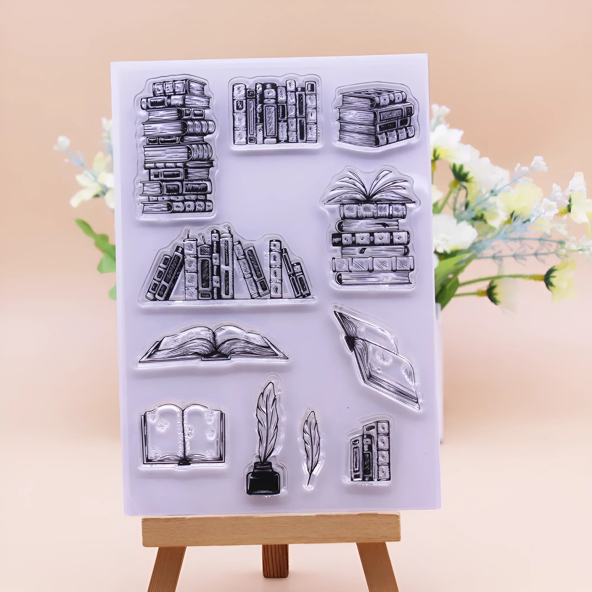 Transparent silicone stamp with seal pattern measuring 11 by 16 centimetres