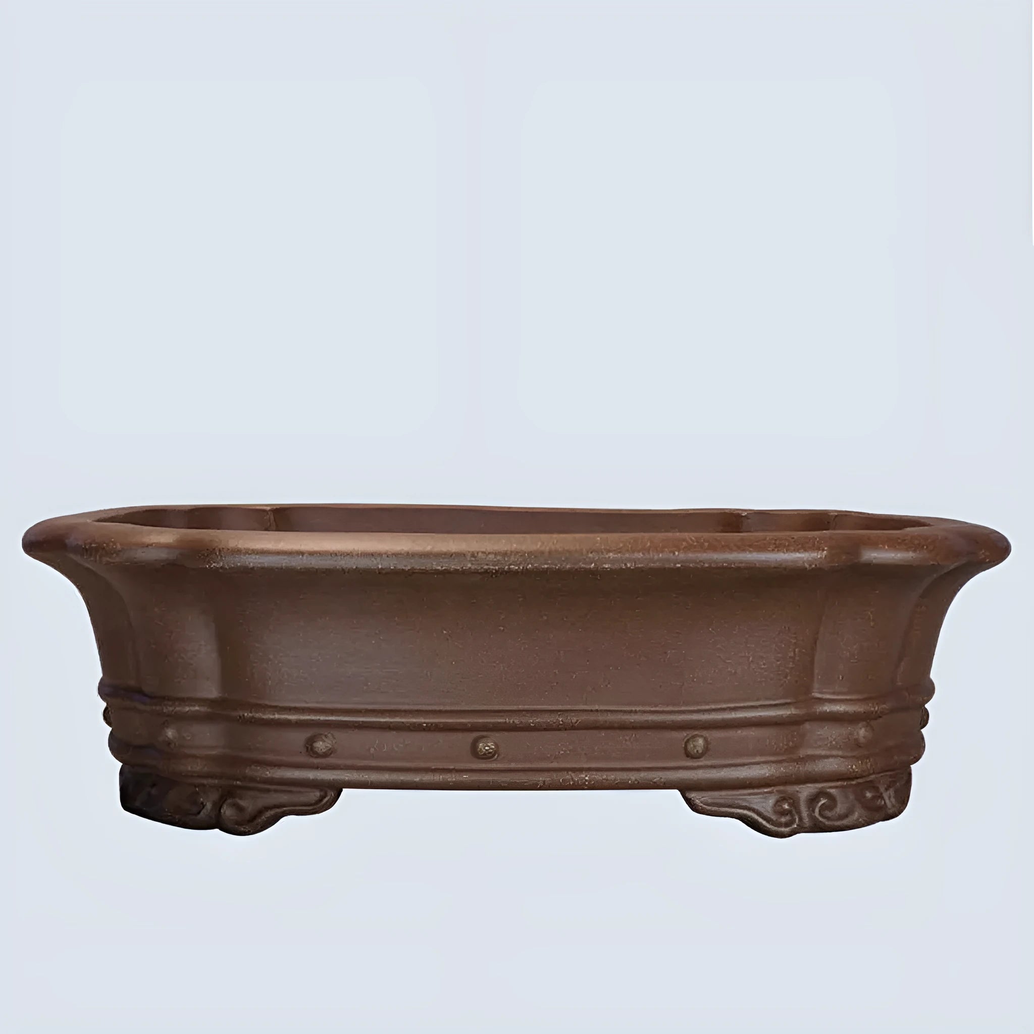 Handmade purple sand rectangular begonia flower pot with antique design for desktop plant display