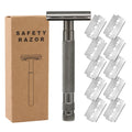 Old style manual double-sided alloy shaver with replaceable blades on white background