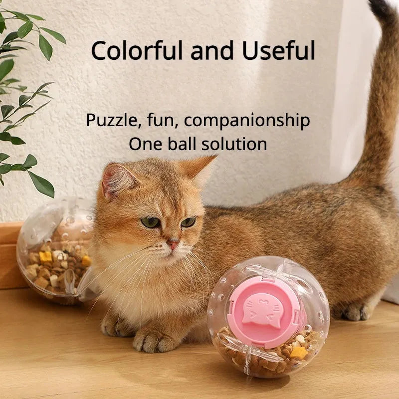 11.5cm slow feeding ball for dogs and cats in blue colour on white background