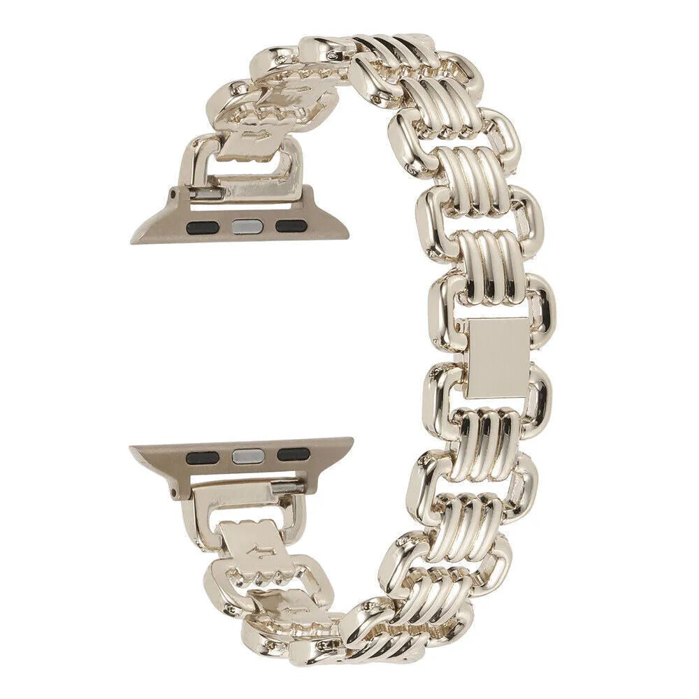 Alloy metal Apple Watch replacement bracelet in silver, black, gold, rose gold and starlight colours for 38mm to 49mm models