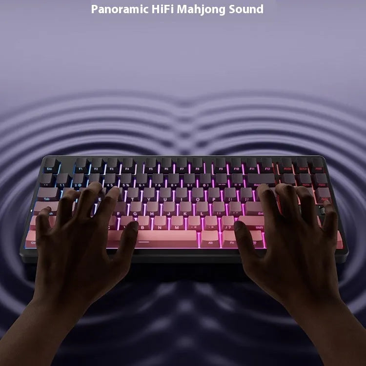Wireless Bluetooth mechanical keyboard with side-engraved keycaps in blackberry powder gradient colour