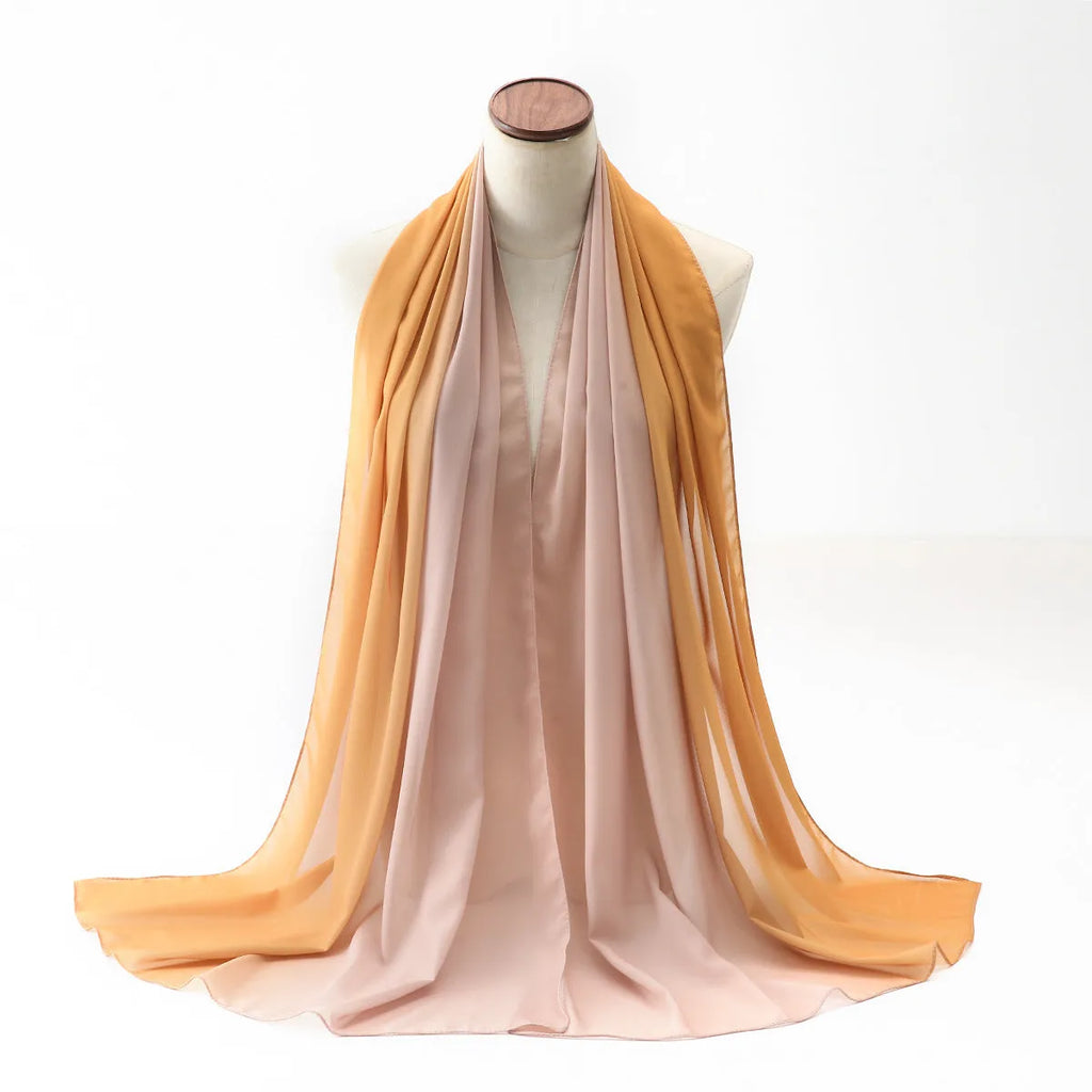 Breathable soft chiffon scarf for women 175cm long polyester fibre summer colour options
