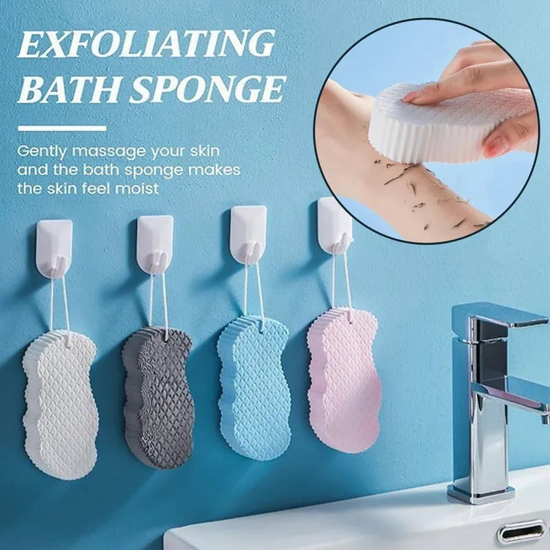 White 3D fish scale pattern bath sponge ball for gentle body exfoliation in the shower