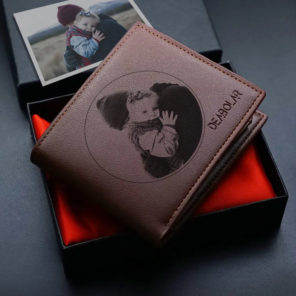 Men's brown leather wallet with a zipper closure, shown front view.