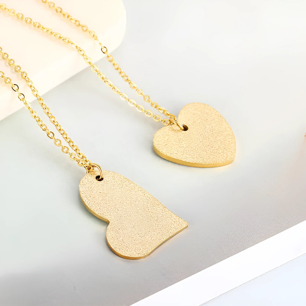 Women's geometric heart pendant necklace in titanium steel with minimalist design