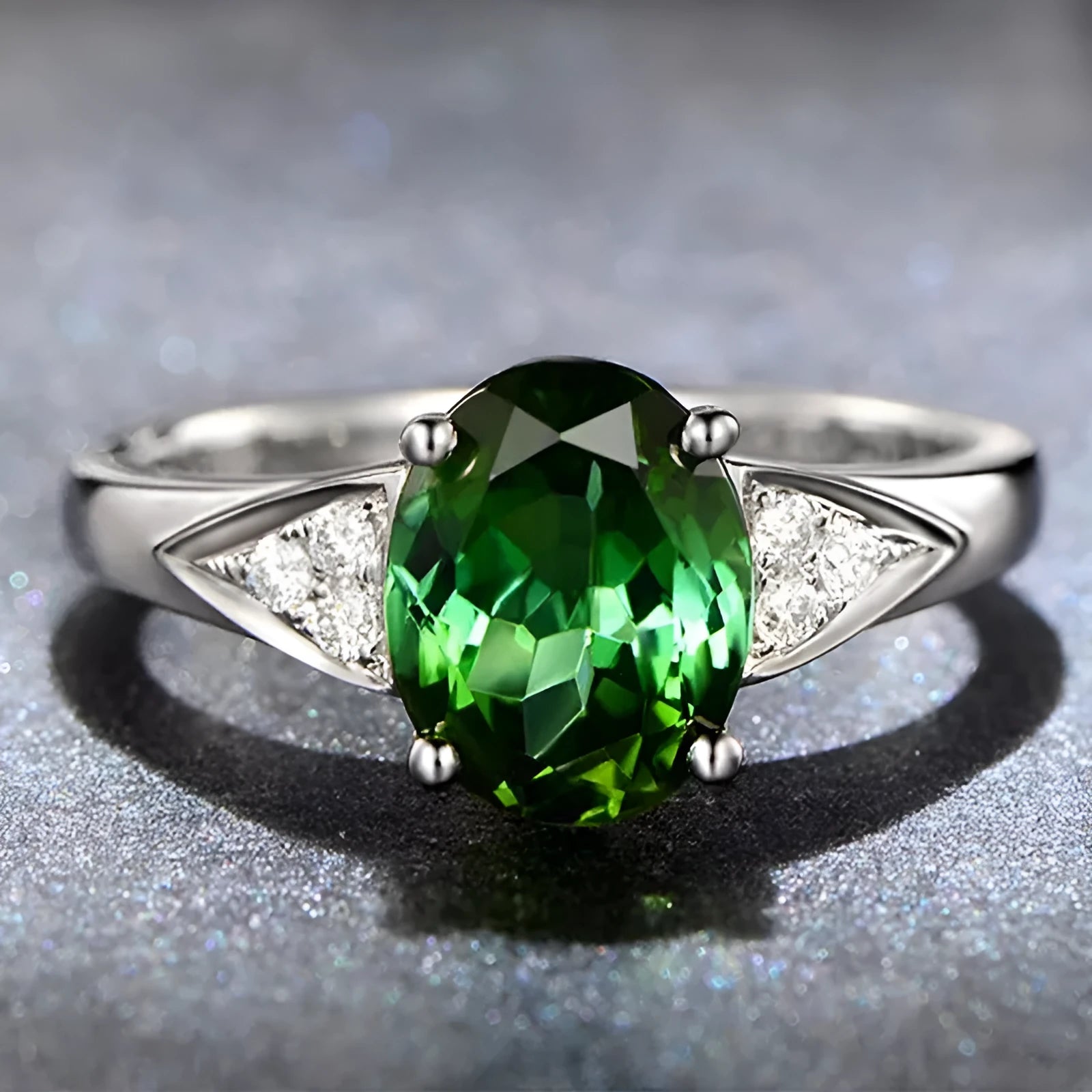 Women's zircon ring with heart, water drop, and bell patterns in court style design