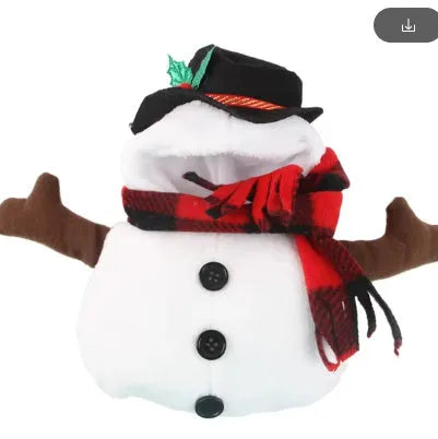 Christmas snowman design dog costume made of polyester on a light background, available in sizes S M L XL
