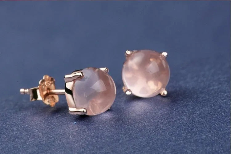 Women's rose gold drop shape stud earrings with crystal inlay Korean style