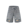 Denim overall suit two-piece set in black with short sleeve top and loose trousers, leisure style coordinated outfit
