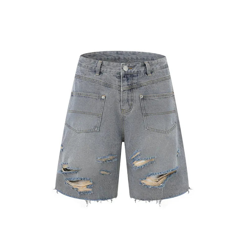 Denim overall suit two-piece set in black with short sleeve top and loose trousers, leisure style coordinated outfit
