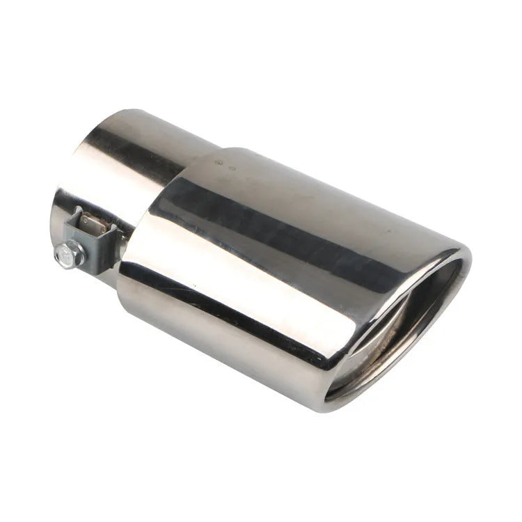 Stainless steel car exhaust tail pipe in baked blue finish, 140mm long, universal fit