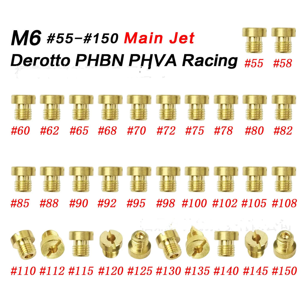 Single M6 brass carburetor main jet nozzle for Dellorto PHBN PHVA