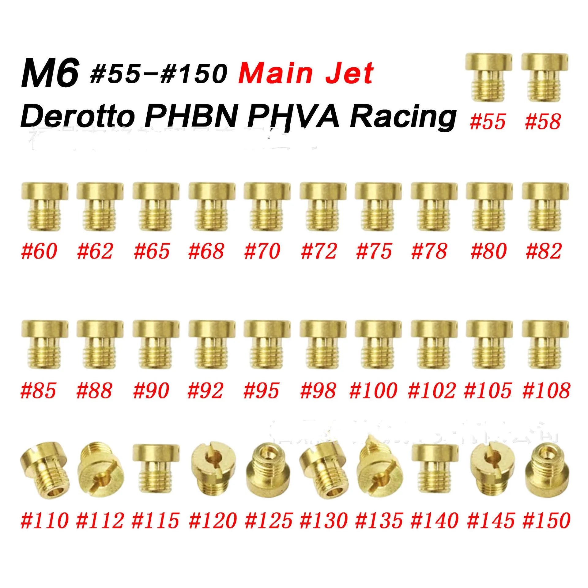 Single M6 brass carburetor main jet nozzle for Dellorto PHBN PHVA