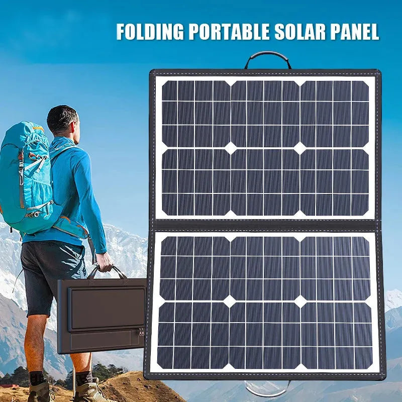 Black 40W portable folding solar panel bag with compact 425x285x8mm folded dimensions