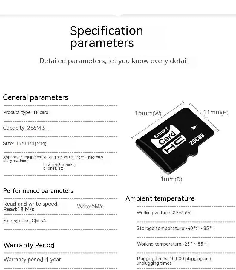 256MB TF memory card for MP3 MP4 camera mobile phone compact digital storage