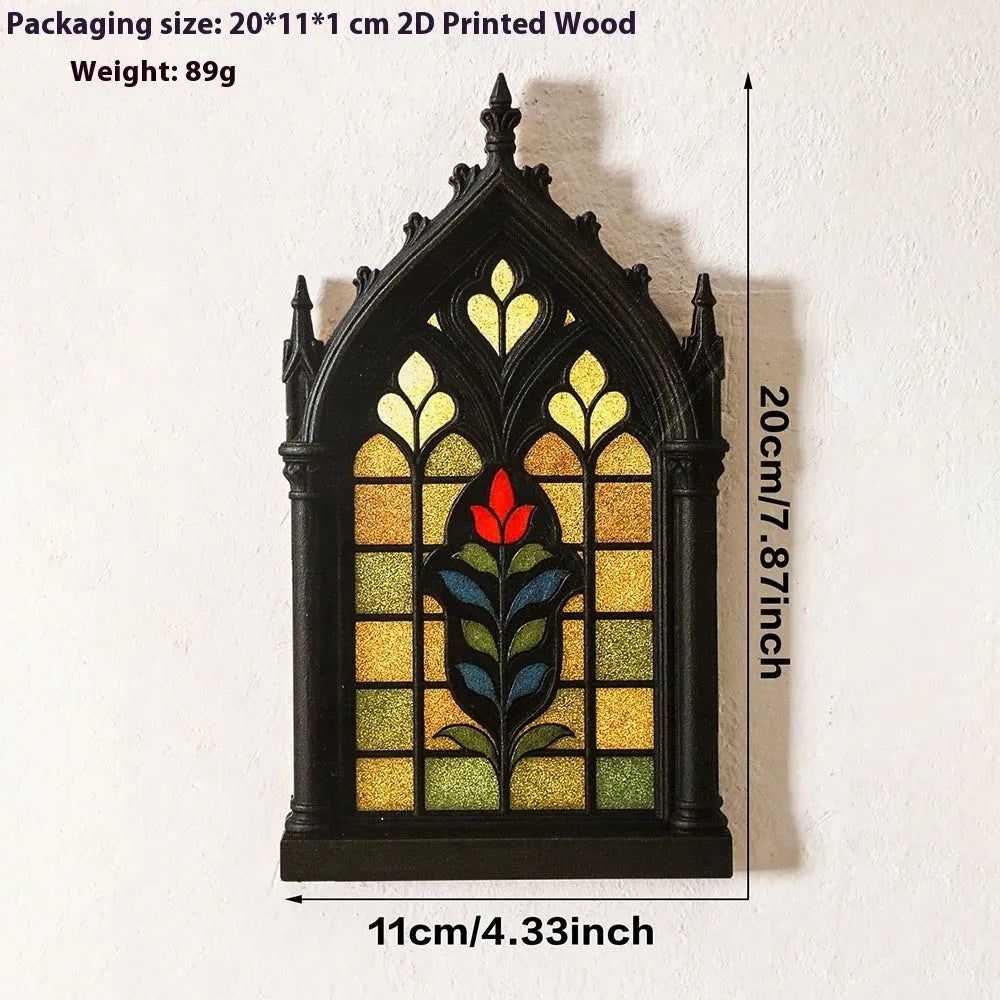 Black wooden gothic style wall mounted storage rack for door frame decoration