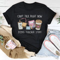 Black cotton summer T-shirt with short sleeves and round neck in loose straight cut fit