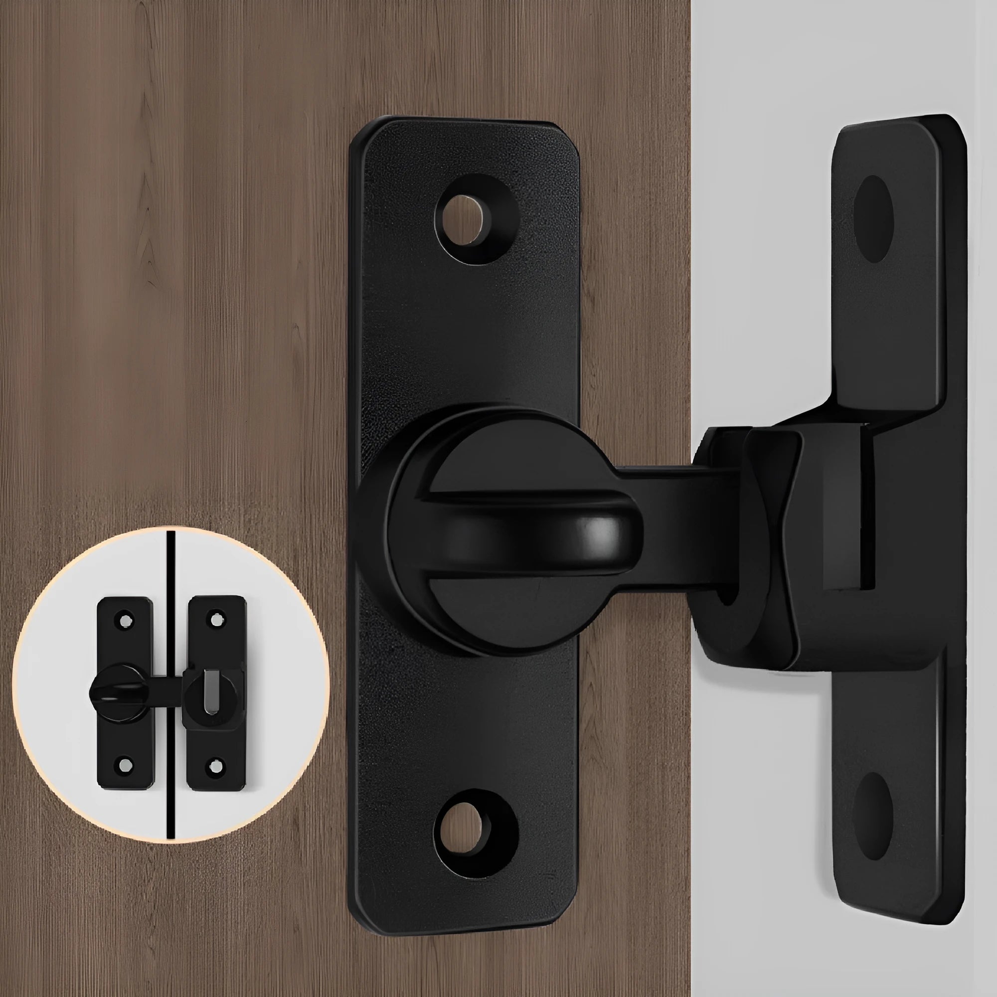 Household aluminum alloy punch-free door latch in silver with screws and universal rotation