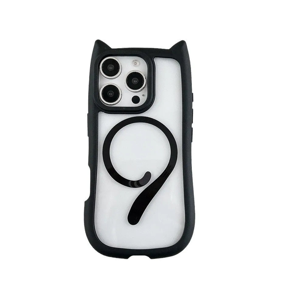 Transparent acrylic TPU phone case with magnetic suction for Apple IPhone 17 models in black colour