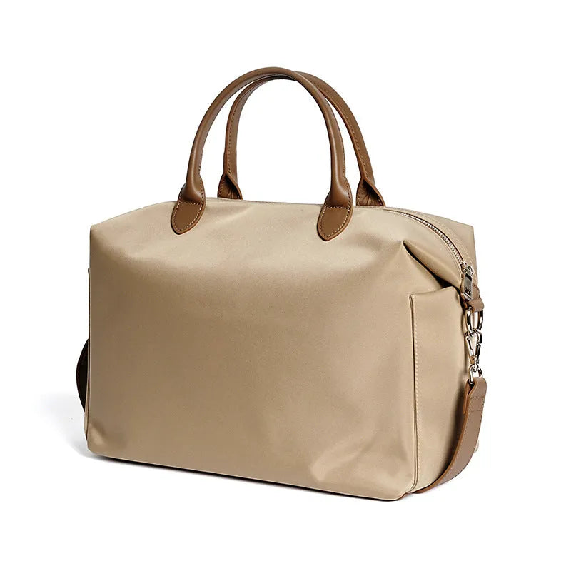 Nylon waterproof cloth shoulder bag with large 35x14x27cm capacity in black, simple design, front view