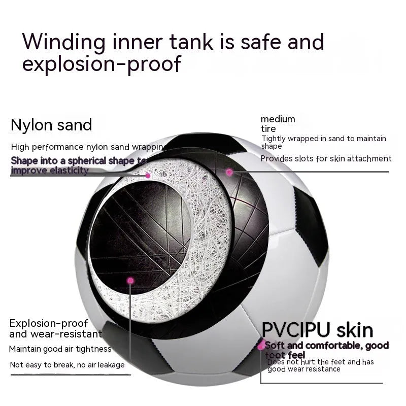 Machine seam PVC training football in No 3, No 4, and No 5 sizes for youth and competition football