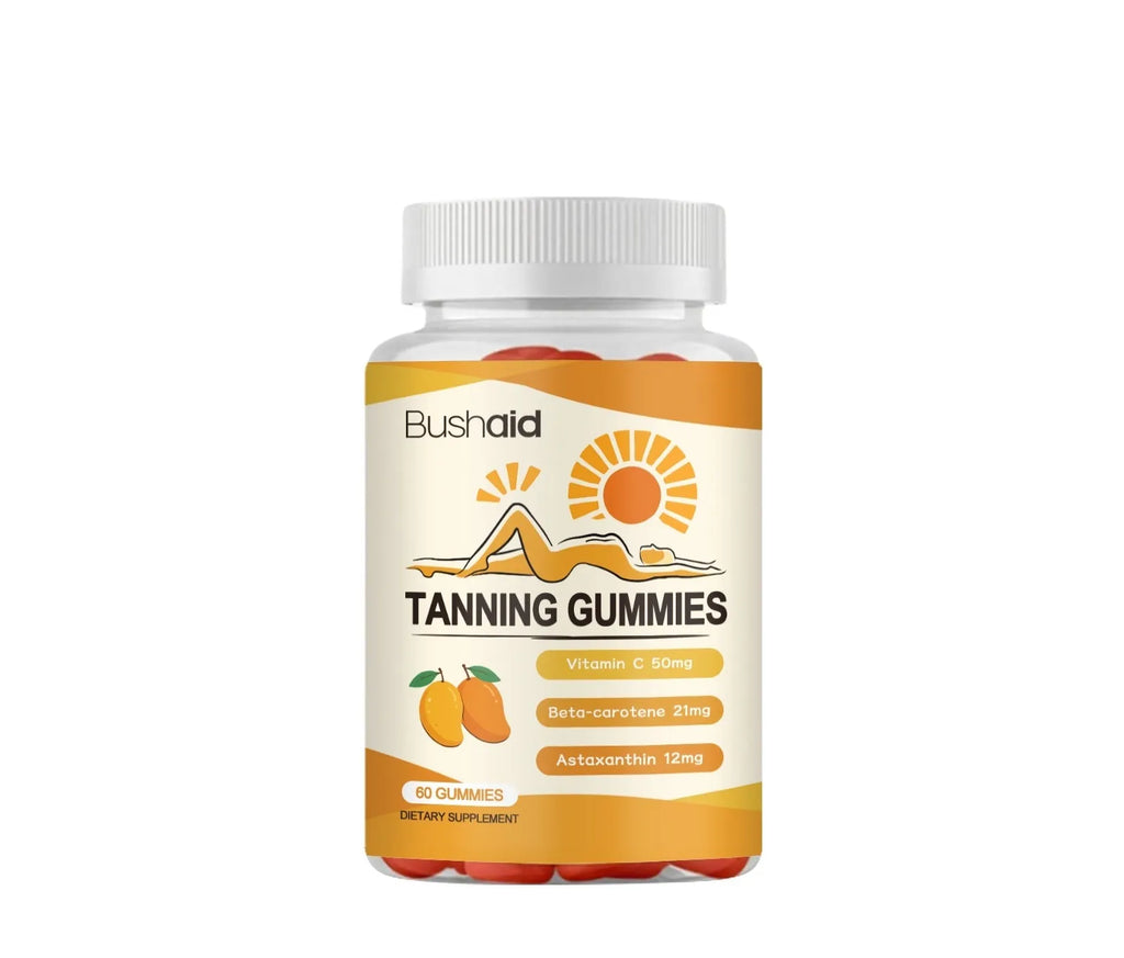 Meihei Gummies With White Caps bottle with 60 gummies, dietary supplement with astaxanthin and lycopene