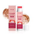 Brightening lip balm stick 5g with ingredients including vitamin E, kojic acid, and watermelon fruit extract on white background