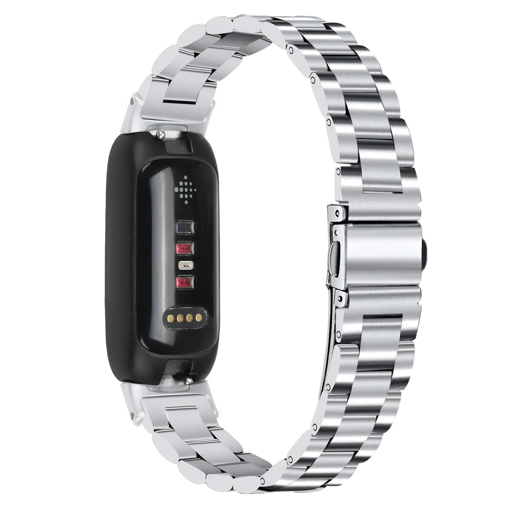 Stainless steel three bead watch strap in multiple colours with 12MM connector for Inspire3 fitness tracker