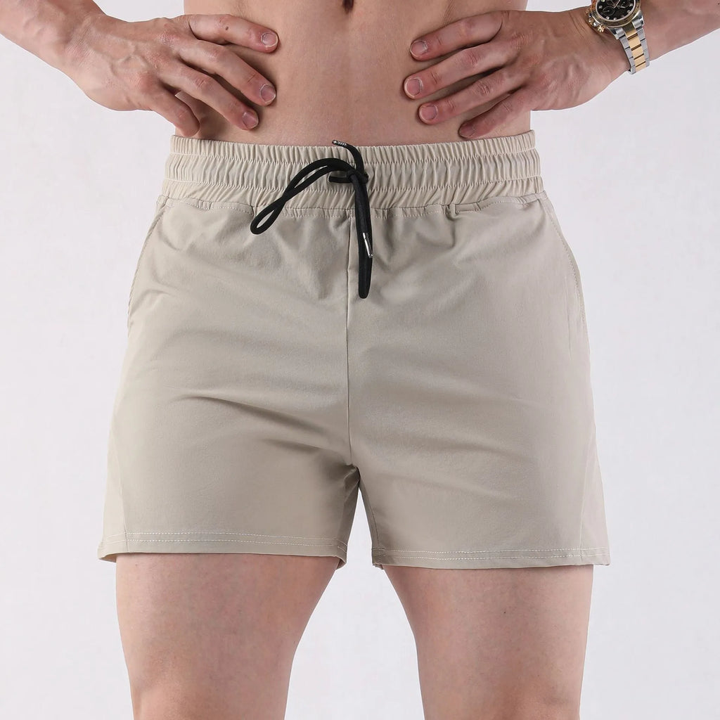 Men's thin polyester basketball shorts with elastic waistband in grey black apricot green colours