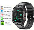 QX11 smartwatch in black or khaki with zinc alloy case, showing TFT screen displaying health data.